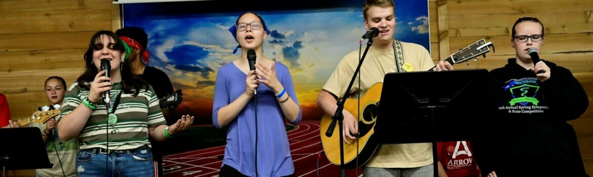 Youth worship team leading a song